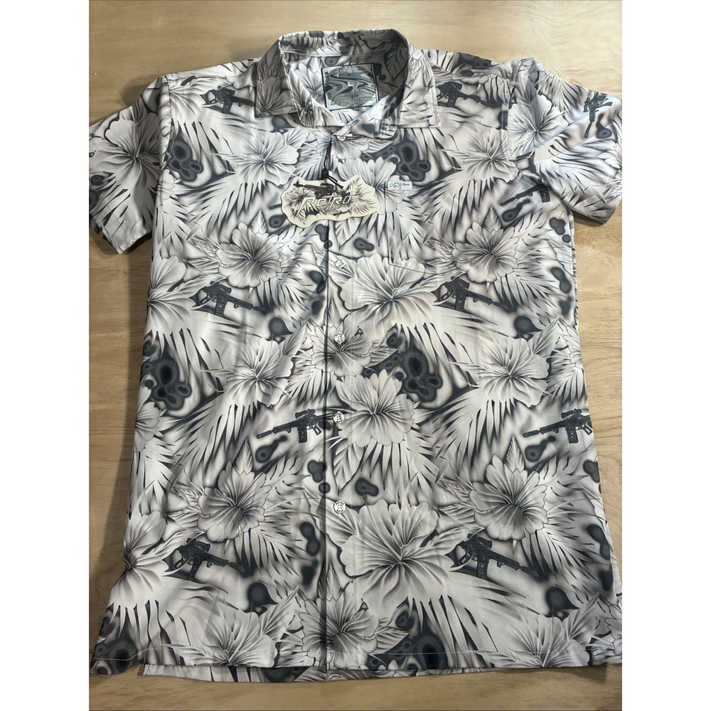 Retro Rifle Thermal Ops Men's Short Sleeve Button Down Shirt Size Large